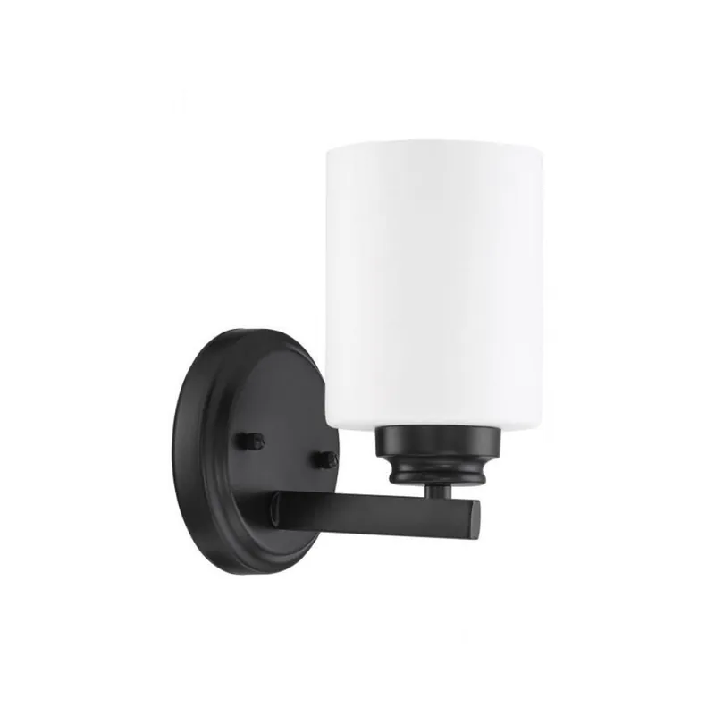 Craftmade Bolden 5" x 9" 1-Light Flat Black Wall Sconce With White Frosted Glass Shade Markdown