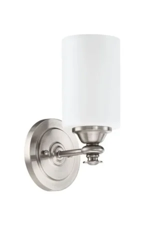 Top Pick Craftmade Dardyn 6" x 11" 1-Light Brushed Polished Nickel Wall Sconce With White Frosted Glass Shade