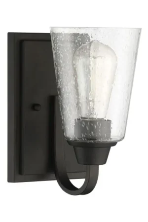 Craftmade Grace 5" x 9" 1-Light Espresso Wall Sconce With With Clear Seeded Glass Shade Buy Online