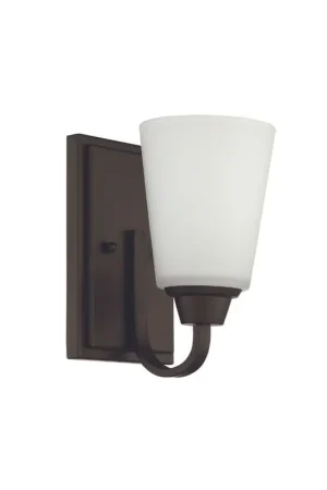Shop Now Craftmade Grace 5" x 9" 1-Light Espresso Wall Sconce With White Frosted Glass Shade