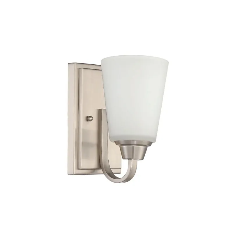 Craftmade Grace 5" x 9" 1-Light Brushed Polished Nickel Wall Sconce With White Frosted Glass Shade Discount