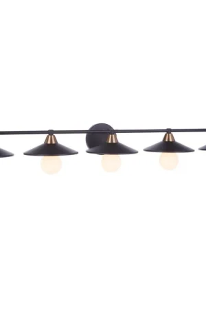 Craftmade Isaac 46" 5-Light Flat Black and Satin Brass Vanity Light With Metal Shade Bulk Order