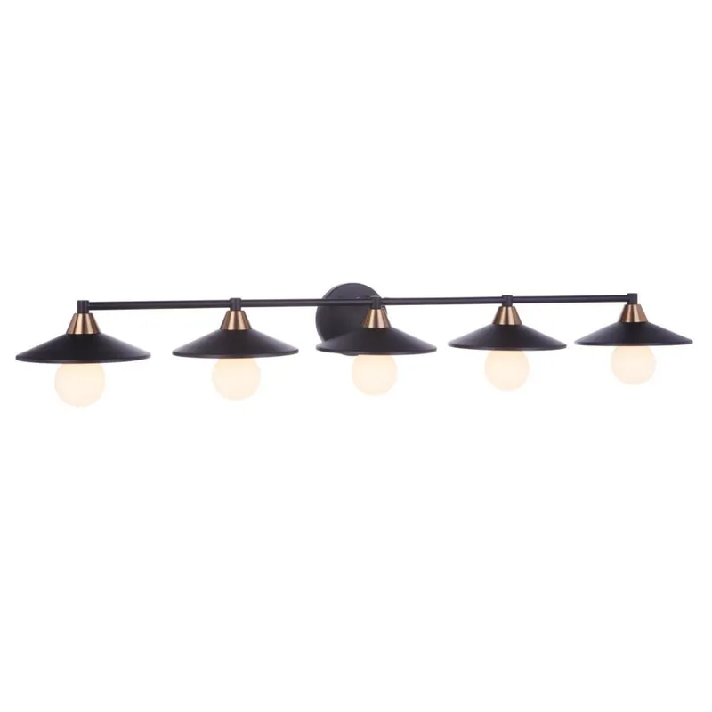 Craftmade Isaac 46" 5-Light Flat Black and Satin Brass Vanity Light With Metal Shade Bulk Order