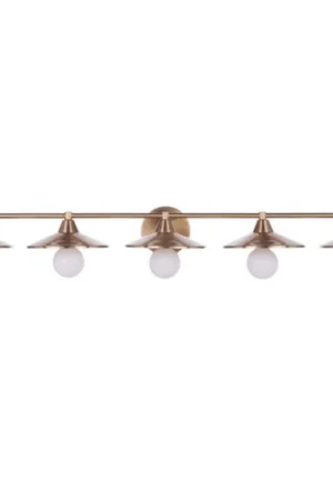 Must Have Craftmade Isaac 46" 5-Light Satin Brass Vanity Light With Metal Shade