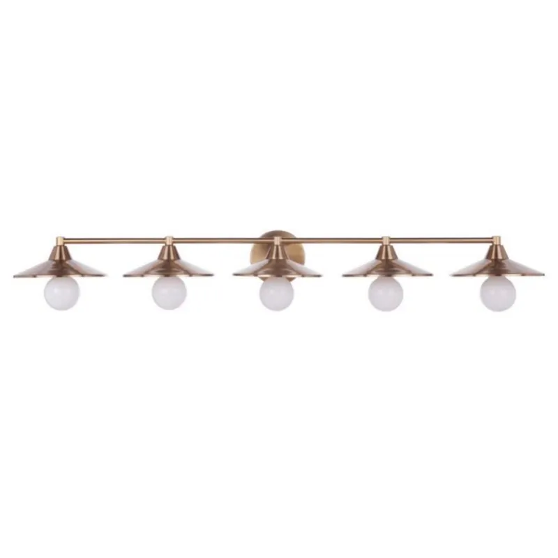 Must Have Craftmade Isaac 46" 5-Light Satin Brass Vanity Light With Metal Shade