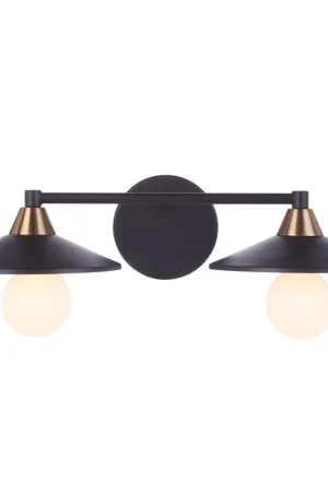 Craftmade Isaac 19" 2-Light Flat Black and Satin Brass Vanity Light With Metal Shade Hassle-Free Returns