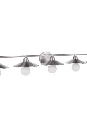 Premium Craftmade Isaac 46" 5-Light Brushed Polished Nickel Vanity Light With Metal Shade