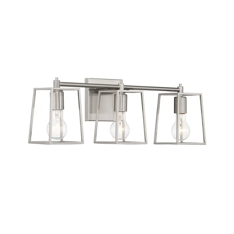 Craftmade Dunn 23" 3-Light Brushed Polished Nickel Vanity Light With Steel Frame Shades Exclusive