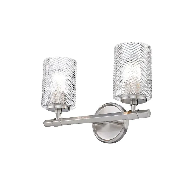 Z-Lite Dover Street 14" 2-Light Brushed Nickel Vanity Light With Clear Glass Shade Price Drop