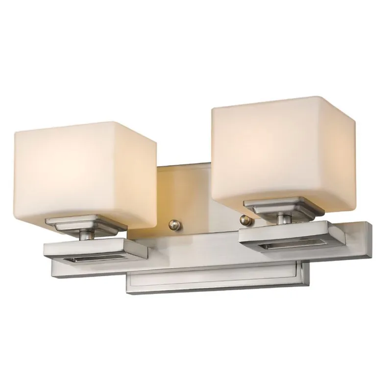 Z-Lite Cuvier 12" 2-Light LED Matte Opal Glass Shade Vanity Light With Brushed Nickel Frame Finish Must Have