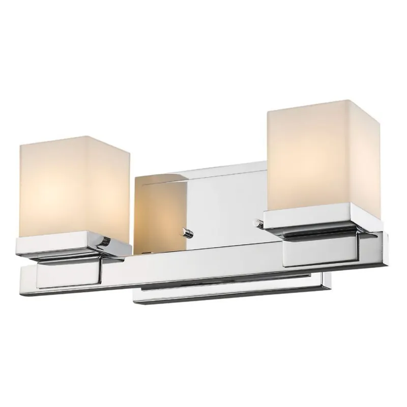 Price Drop Z-Lite Cadiz 13" 2-Light LED Chrome Vanity Light With Matte Opal Glass Shade