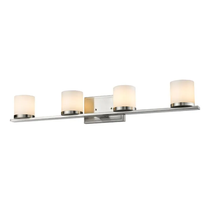 Z-Lite Nori 32" 4-Light Brushed Nickel Vanity Light With Matte Opal Glass Shade Viral