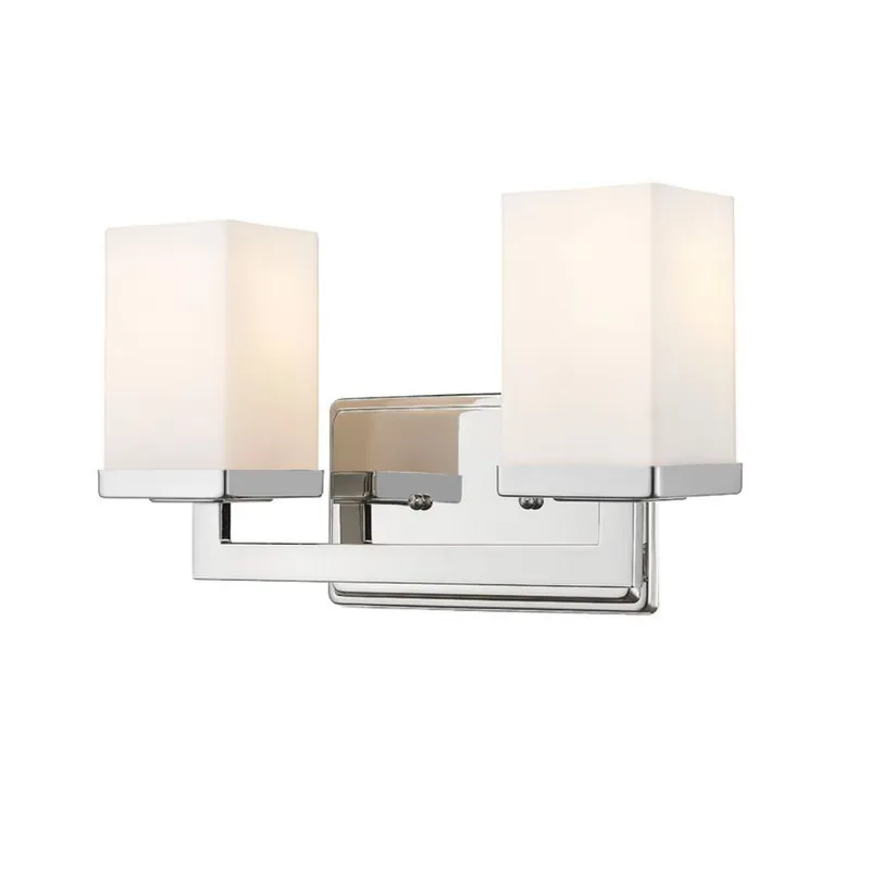 No Minimum Order Z-Lite Tidal 13" 2-Light Chrome Vanity Light With Matte Opal Glass Shade