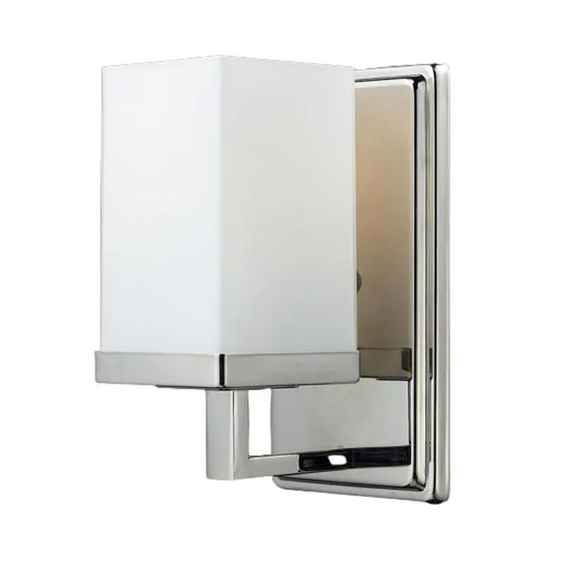Z-Lite Tidal 5" 1-Light Chrome Vanity Light With Matte Opal Glass Shade Instant Buy