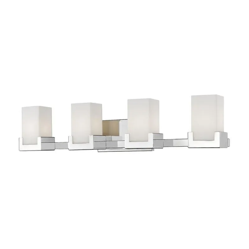 Discount Z-Lite Peak 31" 4-Light LED Chrome Vanity Light With Clear and Matte Opal Shade
