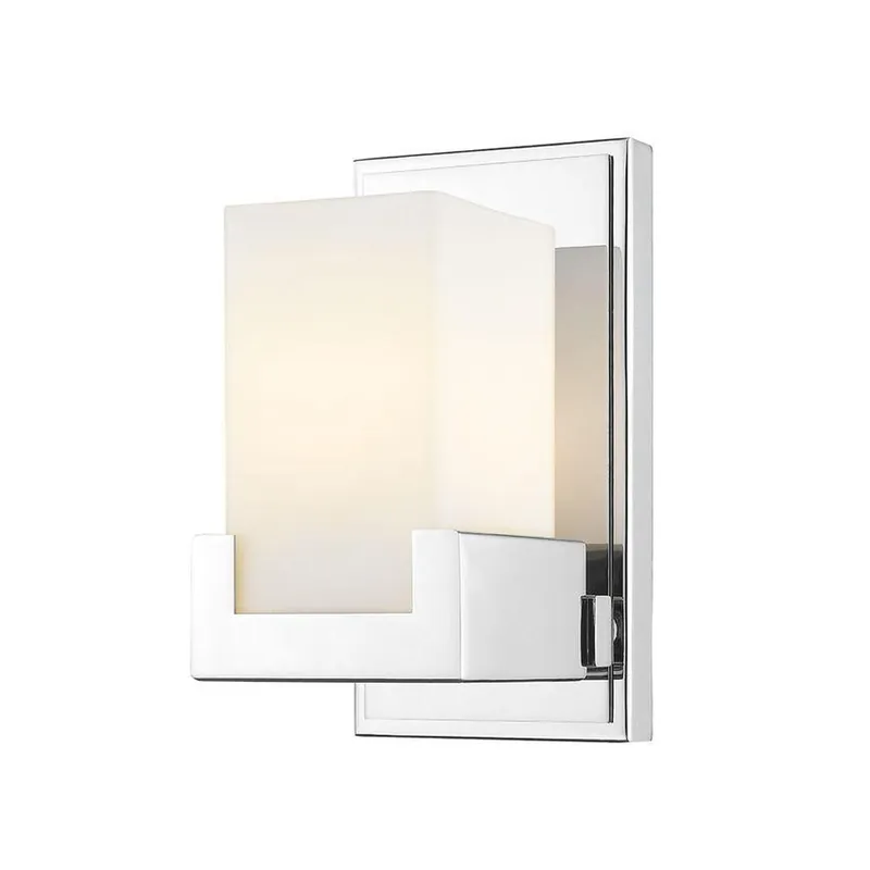 Luxury Z-Lite Peak 5" 1-Light LED Chrome Vanity Light With Clear and Matte Opal Shade