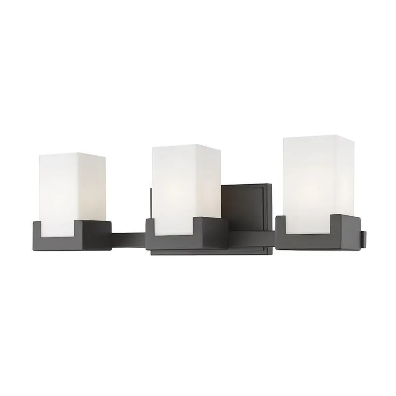 Z-Lite Peak 22" 3-Light LED Bronze Vanity Light With Clear and Matte Opal Shade Today Only