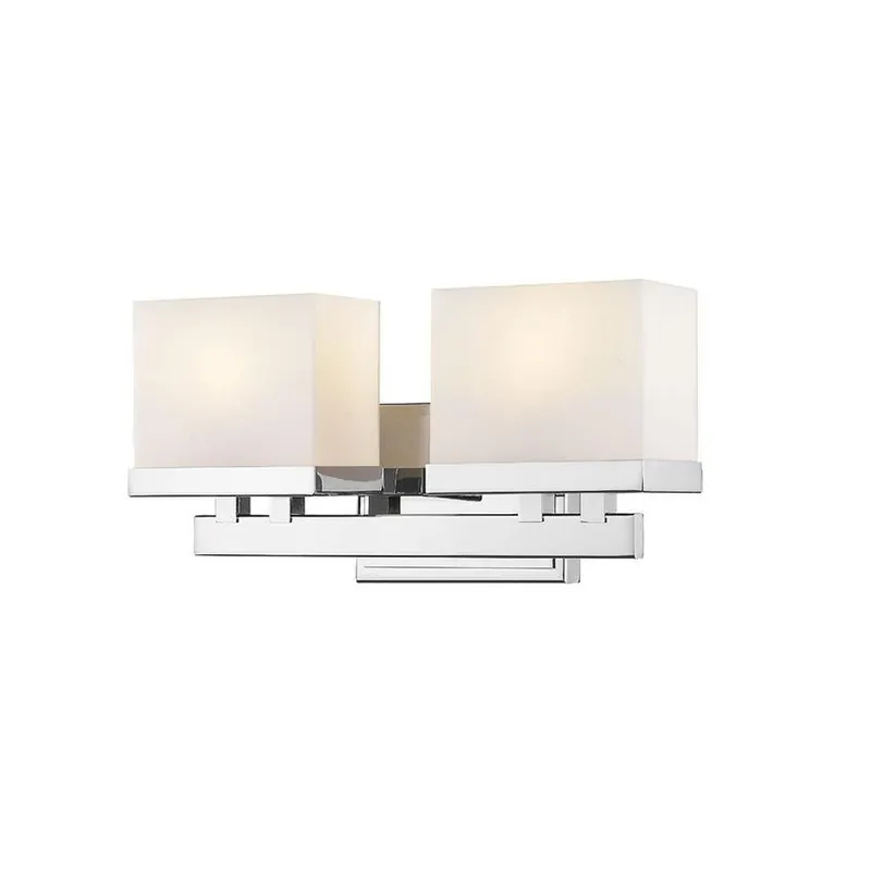Best Seller Z-Lite Rivulet 14" 2-Light LED Matte Opal Glass Shade Vanity Light With Chrome Frame Finish