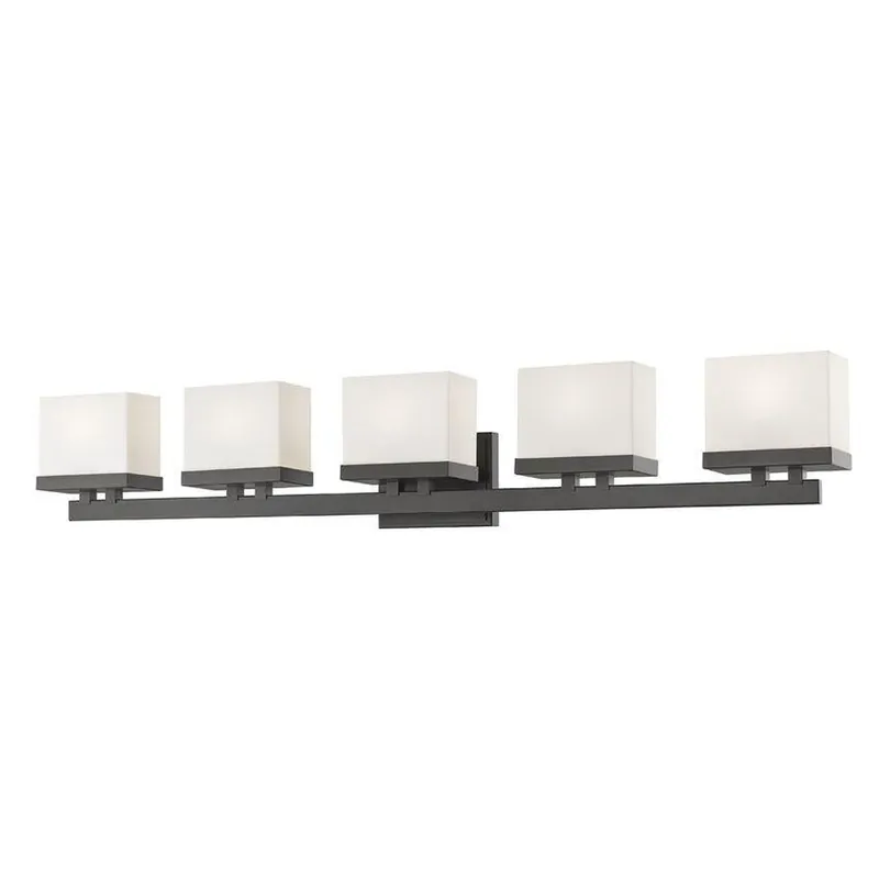 Editor’s Pick Z-Lite Rivulet 40" 5-Light LED Bronze Vanity Light With Matte Opal Glass Shade