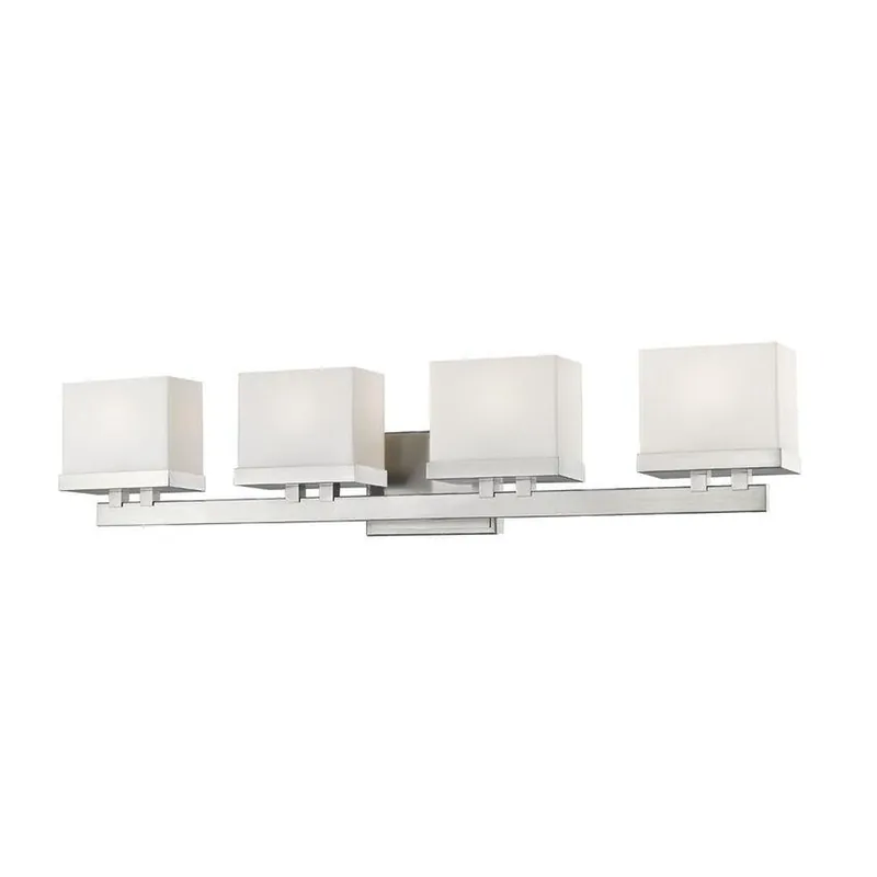 Z-Lite Rivulet 31" 4-Light LED Matte Opal Glass Shade Vanity Light With Brushed Nickel Frame Finish Buy Today