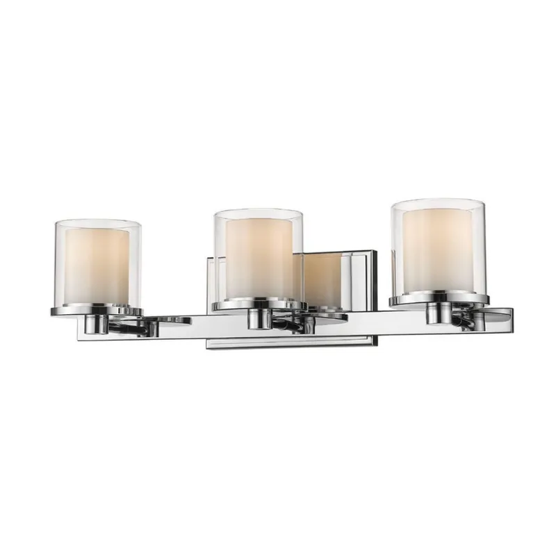 While Supplies Last Z-Lite Schema 23" 3-Light LED Chrome Vanity Light With Clear and Matte Opal Glass Shade