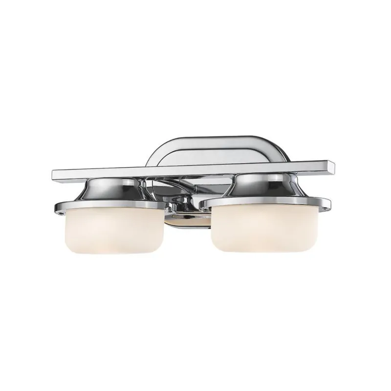 Z-Lite Optum 14" 2-Light LED Chrome Vanity Light With Matte Opal Glass Shade Luxury