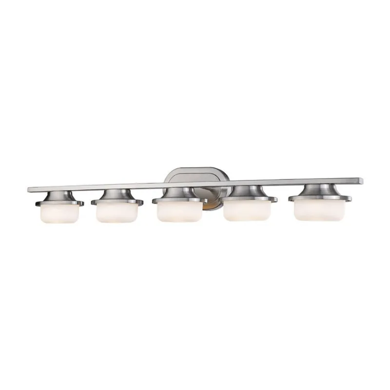 Z-Lite Optum 39" 5-Light LED Brushed Nickel Vanity Light With Matte Opal Glass Shade Handmade