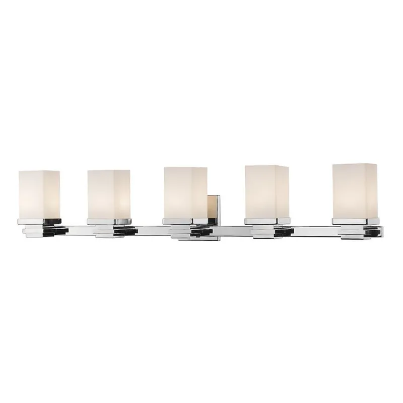 Z-Lite Avige 40" 5-Light LED Chrome Vanity Light With Matte Opal Glass Shade Weekend Sale
