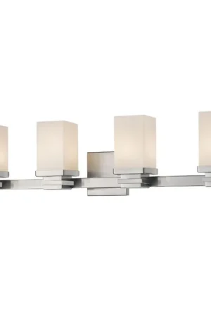 Best Price Z-Lite Avige 31" 4-Light LED Brushed Nickel Vanity Light With Matte Opal Glass Shade