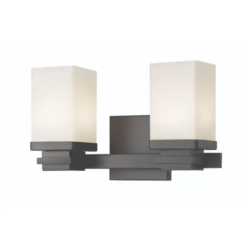 Z-Lite Avige 13" 2-Light LED Bronze Vanity Light With Matte Opal Glass Shade Free Delivery