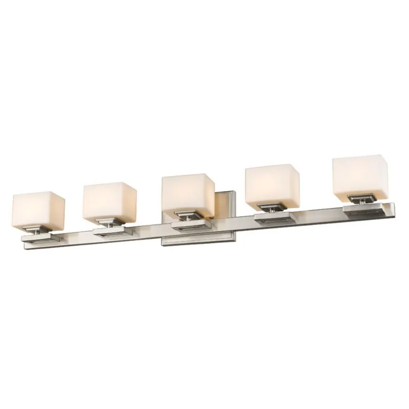 Z-Lite Cuvier 35" 5-Light LED Matte Opal Glass Shade Vanity Light With Brushed Nickel Frame Finish Premium