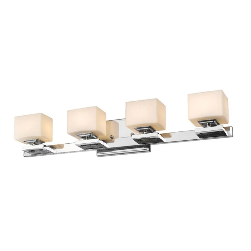 Z-Lite Cuvier 27" 4-Light LED Chrome Vanity Light With Matte Opal Glass Shade Price Drop
