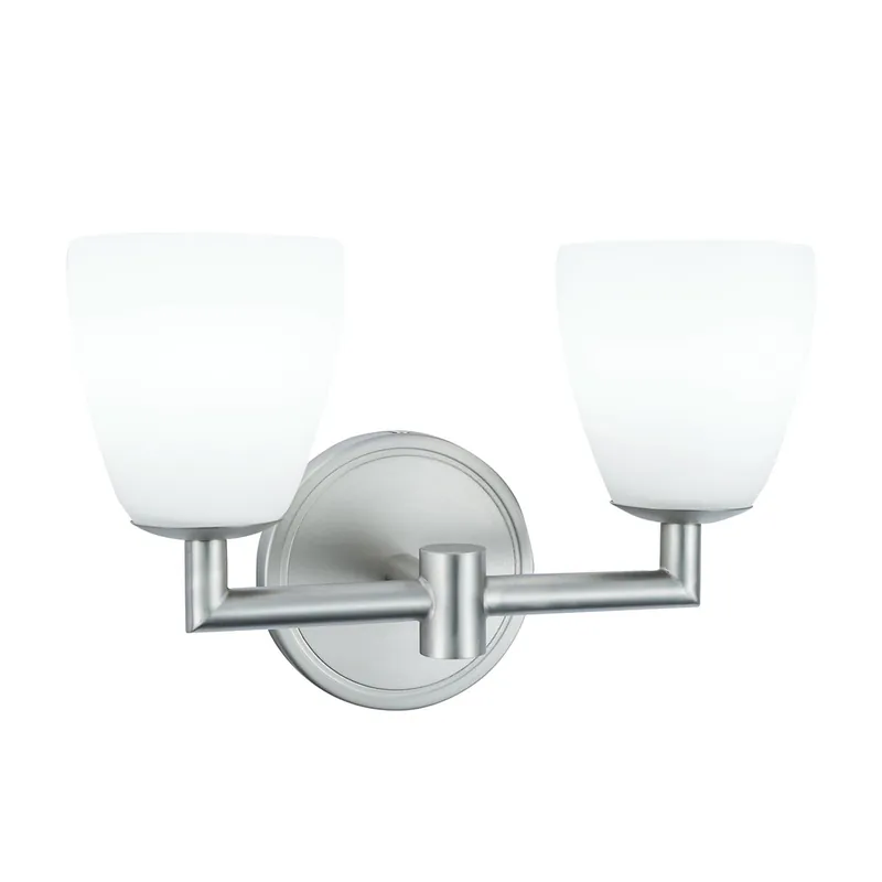 Norwell Lighting Chancellor 8" x 11" 2-Light Brushed Nickel Vanity Wall Sconce With Matte Opal Glass Diffuser Order Now