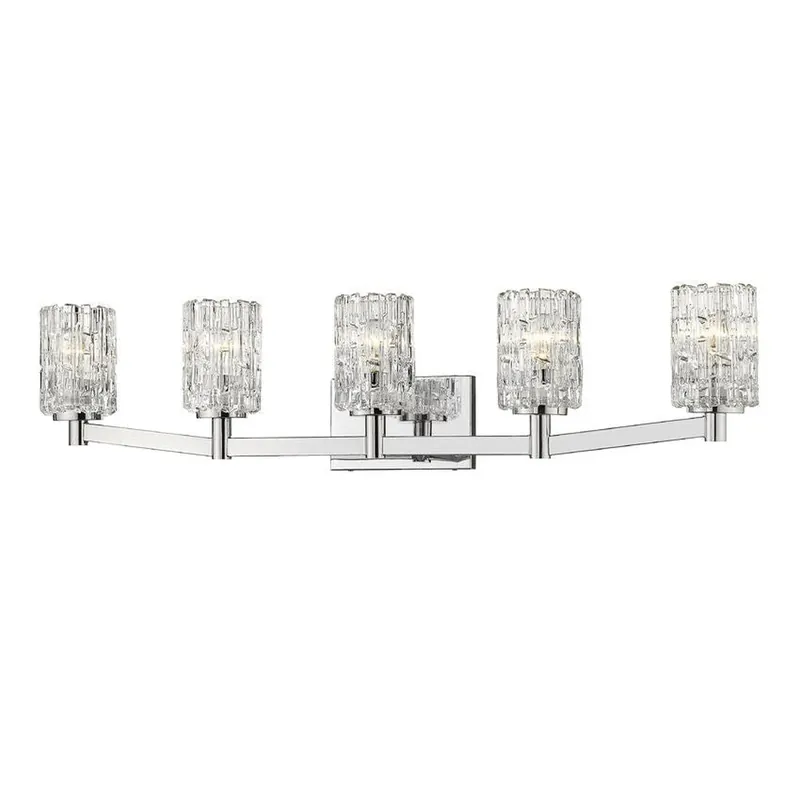 Must Have Z-Lite Aubrey 41" 5-Light Chrome Vanity Light With Clear Glass Shade