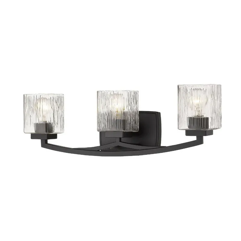 Z-Lite Zaid 24" 3-Light Chisel Glass Shade Vanity Light With Bronze Frame Finish Fan Favorite
