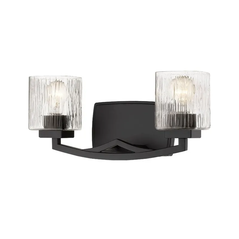 Today Only Z-Lite Zaid 16" 2-Light Bronze Vanity Light With Chisel Glass Shade