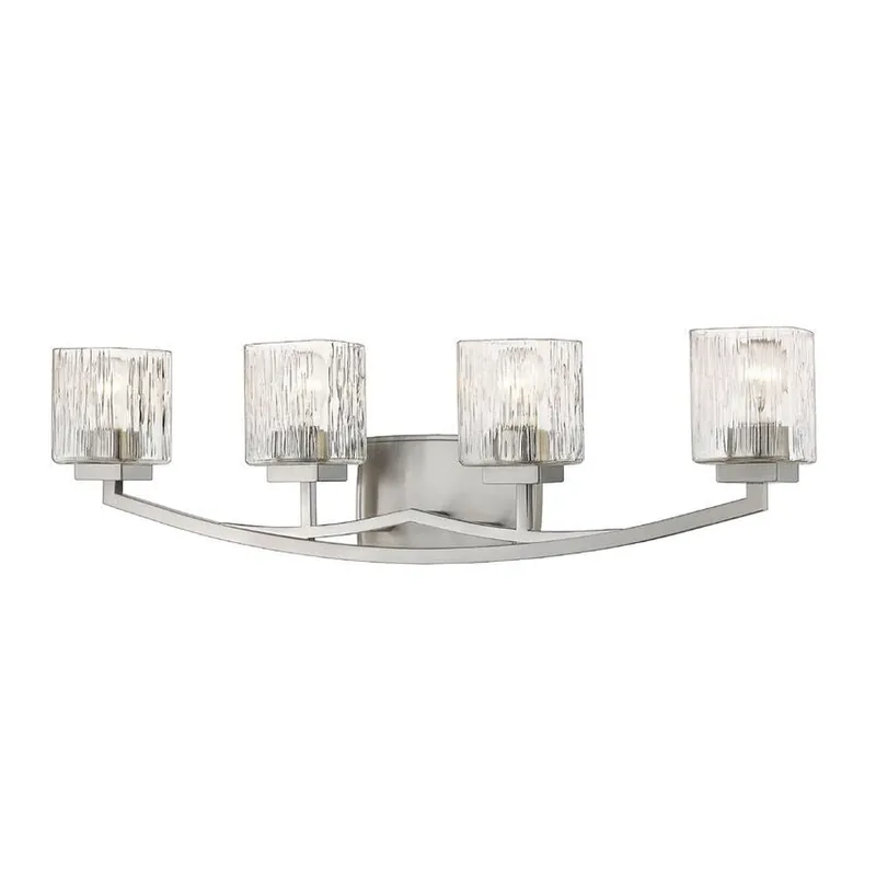 Direct From Factory Z-Lite Zaid 32" 4-Light Brushed Nickel Vanity Light With Chisel Glass Shade