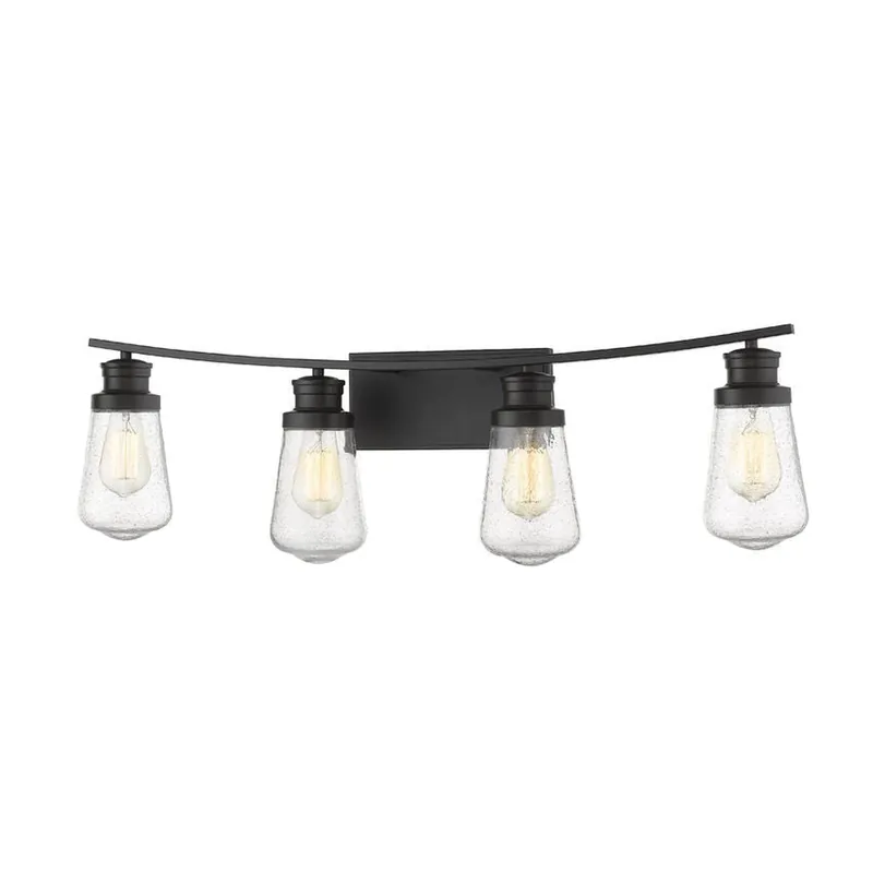Don’t Miss Out Z-Lite Gaspar 33" 4-Light Bronze Vanity Light With Clear Seedy Glass Shade