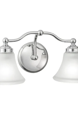 Fast Shipping Norwell Lighting Soleil 8" x 18" 2-Light Sconce Chrome Vanity Light With Flared Glass Diffuser
