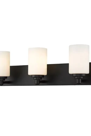 Best Choice Z-Lite Soledad 23" 3-Light Matte Black Vanity Light With White Glass Shade