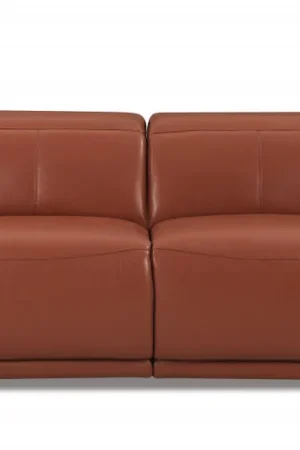 Exclusive 86" Camel Brown Genuine Leather Reclining Sofa By Homeroots