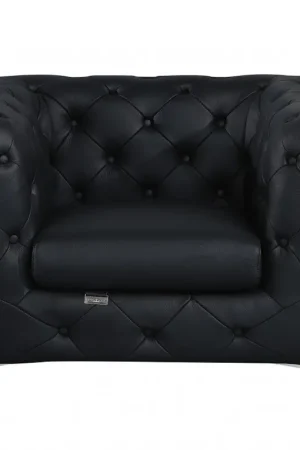 Latest Glam Black and Chrome Tufted Leather Armchair By Homeroots