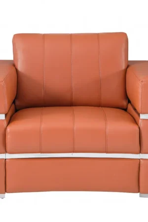 Terra Cotta Stripe Top Grade Italian Leather Chair By Homeroots Bargain