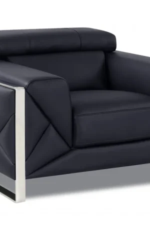 Price Drop Mod Black Leather and Chrome Deco Accent Chair By Homeroots