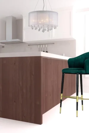 Stylish 42" Green And Black Barstool With Gold Accents By Homeroots Shop Now