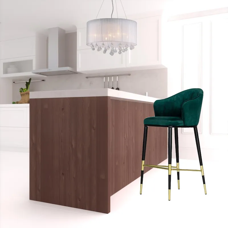 Stylish 42" Green And Black Barstool With Gold Accents By Homeroots Shop Now