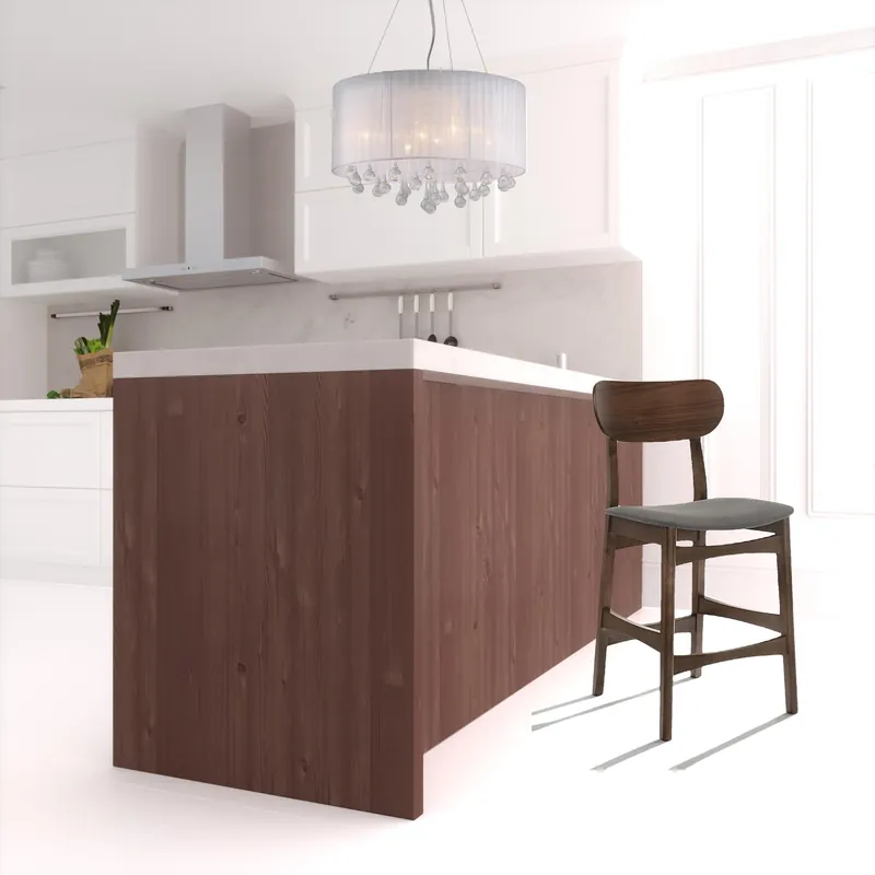 Exclusive Offer Set Of Two 38" Grey Brown Bar Height Low Back Bar Chairs With Footrest