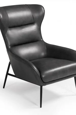 Price Cut Industrial Dark Grey Leather And Metal Accent Chair By Homeroots