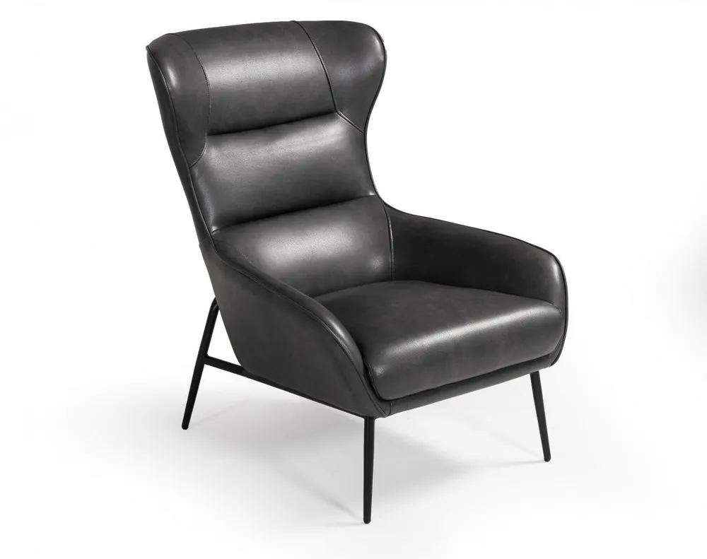 Price Cut Industrial Dark Grey Leather And Metal Accent Chair By Homeroots