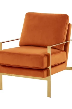 Stylish Orange And Gold Accent Chair By Homeroots Reduced Price